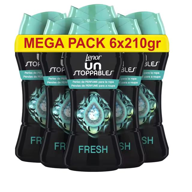 Imagen de la oferta: Lenor Unstoppables Perlas Suavizante de Perfume para la Ropa, 93 Lavados (6 X 210 G), Potenciador de Frescor para el Lavado, Fragancia Fresca