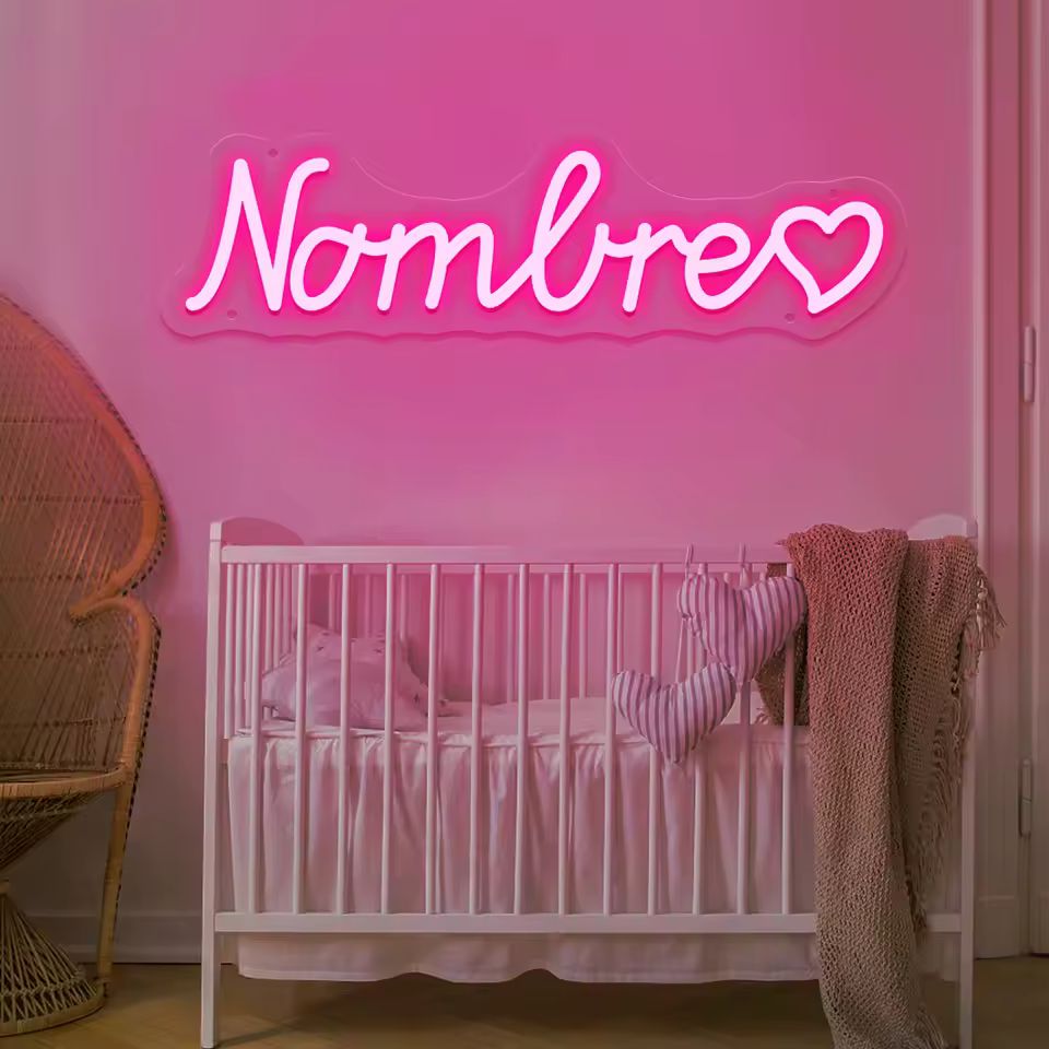 Imagen de: Letrero de neón con nombre personalizado, letrero de neón Led personalizado, luz nocturna, letreros de cumpleaños, boda, decoración de habitación, lámpara de LED de neón de pared