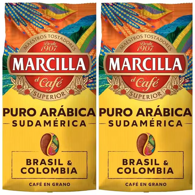 Imagen de la oferta: Marcilla Café Grano Puro Arábica Sudamérica Brasil & Colombia 400 g*2bolsa