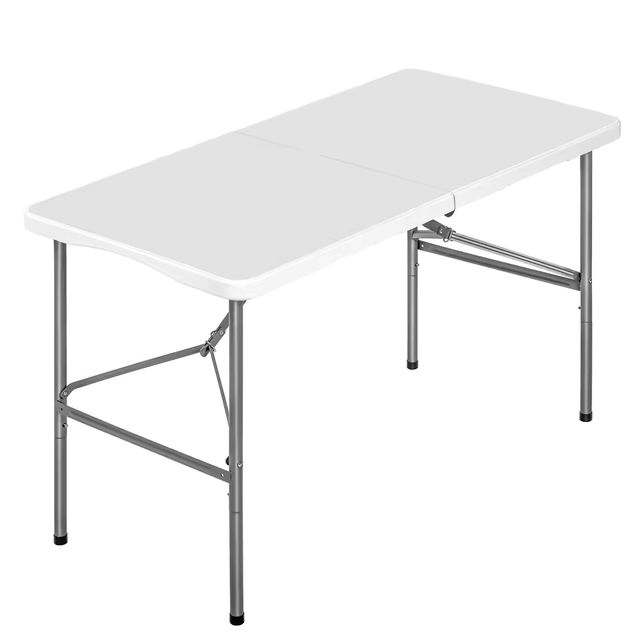 Imagen de la oferta: T-LoVendo Mesa plegable camping portátil, jardín, catering. Auxiliar y Rectangular 122x61cm. Hasta 120kg de carga. Para exterior e interior. Ideal para 4 personas. Eventos, oficina, estudio, reuniones. Blanca