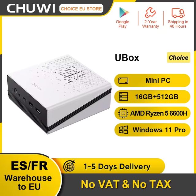 Imagen de la oferta: Mini PC CHUWI UBox AMD Ryzen 5 6600H 16 GB DDR5 512 GB SSD Windows 11 Pro 4K 144 Hz Decoración WiFi 6 Bluetooth 5.2 Extensión M.2 1T*2 650 g 128*130.5*57 (alto) mm
