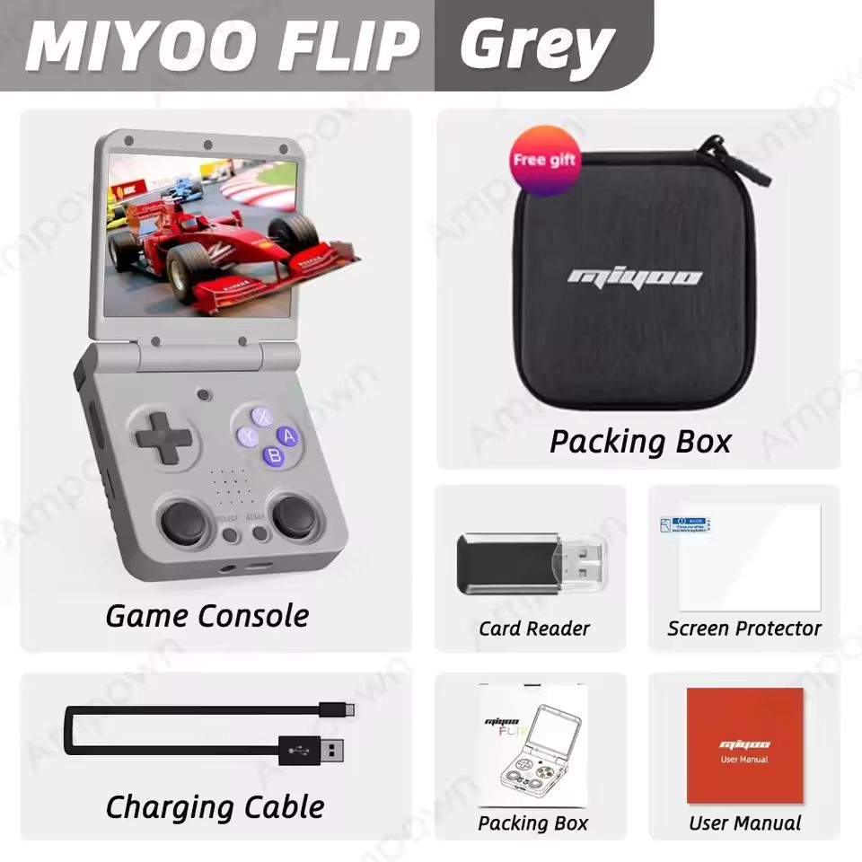 Imagen de: MIYOO FLIP V2 jugadores de juegos portátiles pantalla IPS de 3,5 pulgadas sistema Linux Onion OS consolas de videojuegos estuche gratis regalo para jugadores juegos Retro