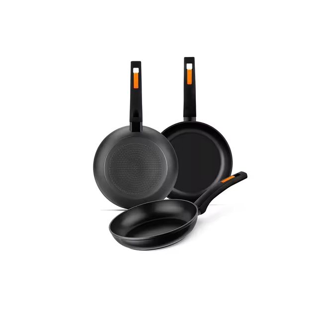 Imagen de la oferta: Monix Fuego - Set 3 Sartenes, Lote 20, 24 y 28 cm, Antiadherentes, Aluminio Forjado, Cocina de Inducción, Gas y Vitrocerámica