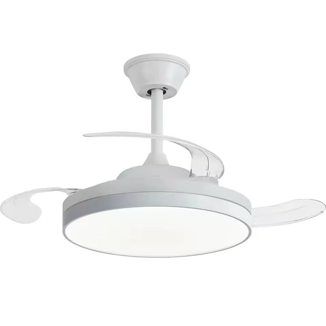 Imagen de la oferta: NARVI Ventilador de techo, Sistema integrado de FUNCIÓN CON VOZ, 3 aspas retráctiles transparentes , Motor DC 30W, Luz LED Regulable en intensidad. Con Memoria y Mando. REF. DAKOTA 6063 WH CON VOZ