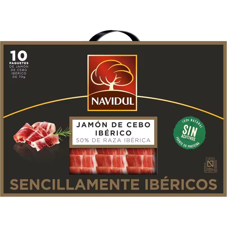 Imagen de: Navidul Maletín de Jamón de Cebo Ibérico (50% raza ibérica)10x70g-Maletín de Paleta de Cebo Ibérica (50% raza ibérica)10x70g