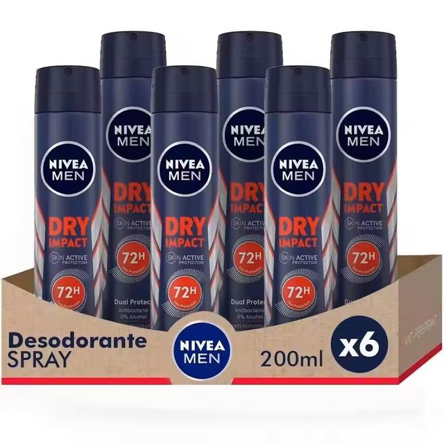 Imagen de la oferta: NIVEA MEN Pack ahorro - Dry Impact Spray Desodorante para hombre 200ml x 6 unidades