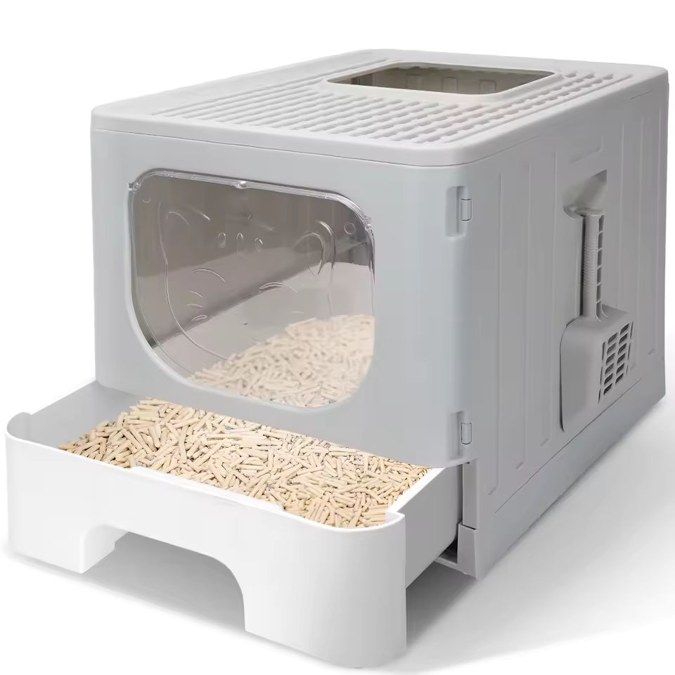 Imagen de: Nobleza - Arenero para Gatos, Caja de Arena con Bandeja Extraíble y Pala, Espacioso para Gatos Grandes, 48 x 38.5 x 38cm