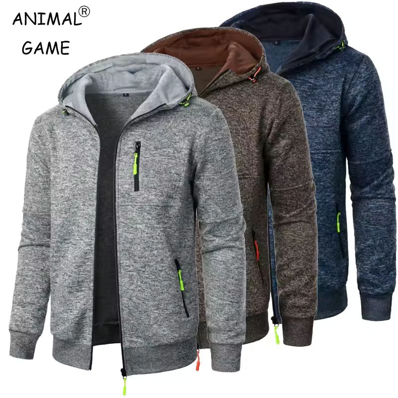 Imagen de: Nueva ropa de calle, sudaderas de manga larga para hombre, cremallera con capucha, chaqueta cálida de invierno de gran tamaño, abrigo, chándal para exteriores para hombre