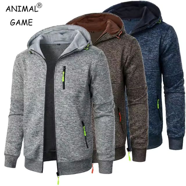 Imagen de la oferta: Nueva ropa de calle, sudaderas de manga larga para hombre, cremallera con capucha, chaqueta cálida de invierno de gran tamaño, abrigo, chándal para exteriores para hombre