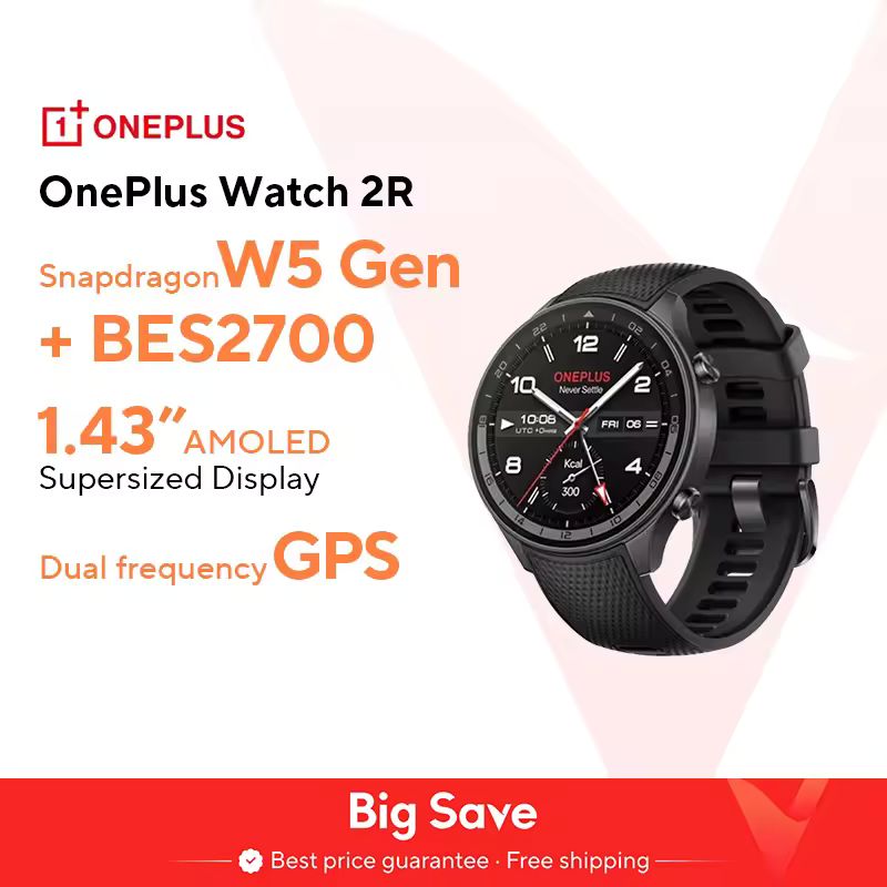Imagen de: 2024 Smartwatch OnePlus Reloj 2R Pantalla AMOLED de 1,43'' Snapdragon W5 Gen 1+ BES2700 100H de duración de la batería WiFi Wear OS por Google GPS