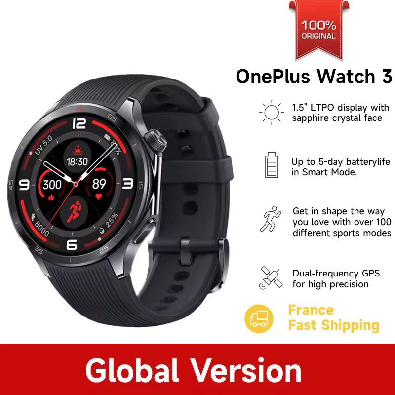 Imagen de: Versión global OnePlus Watch 3 Reloj inteligente Pantalla AMOLED de 1,5 pulgadas Memoria de 32 GB Snapdragon W5 Wear OS de Google IP68
