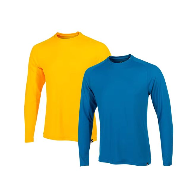 Imagen de la oferta: Pack de 2 Camisetas M/L Hombre Joma Explorer 103052 Azul y Naranja Confortable