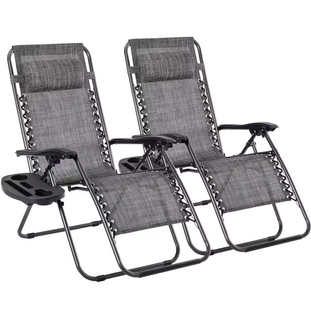 Imagen de la oferta: T-LoVendo Pack 2 Tumbonas o Sillas de Exterior Plegables para jardín, Playa, Piscina, terraza. Gravedad Zero 2 Unidades, Acero Ligero, Portavasos y Reposacabezas