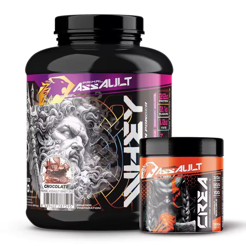 Imagen de: PRIMAL ASSAULT | Pack de Proteina WHEY 2KG + Creatina en Polvo Sin Sabor 300g