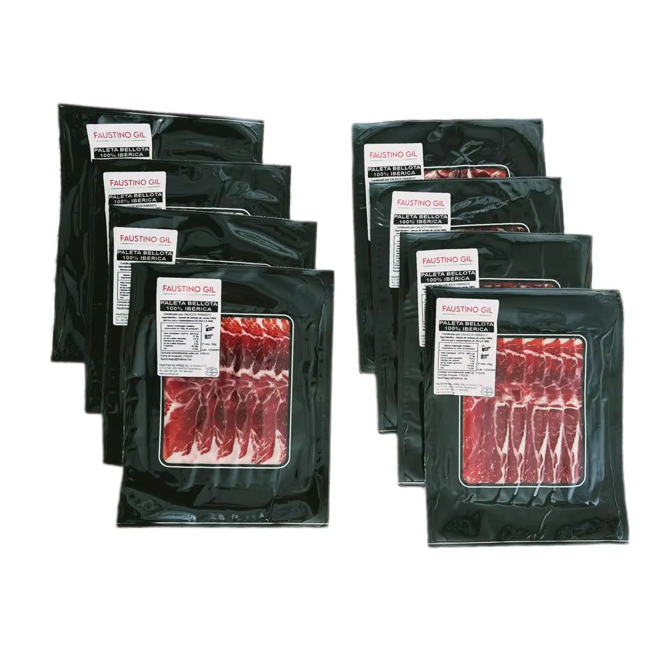 Imagen de: PALETA BELLOTA 100% IBERICA - 8 Sobres de 100g - Elaboración tradicional - Ibéricos Faustino Gil -