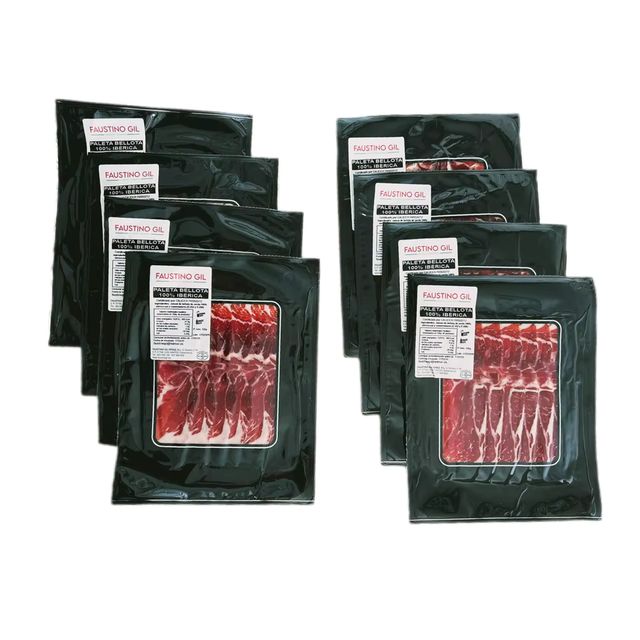 Imagen de la oferta: PALETA BELLOTA 100% IBERICA - 8 Sobres de 100g - Elaboración tradicional - Ibéricos Faustino Gil -