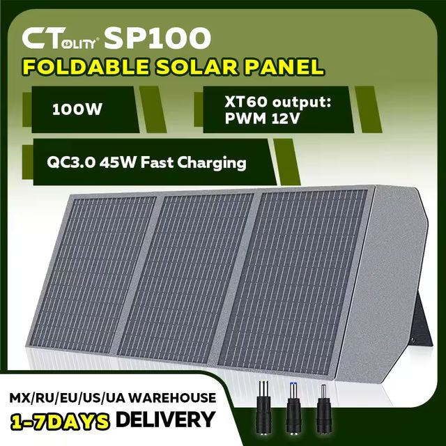 Imagen de la oferta: CTOLITY SP100 100W Panel Solar Portátil 20,5 V Cargador Solar Plegable Generador Solar Flexible Estación de Energía Camping Senderismo