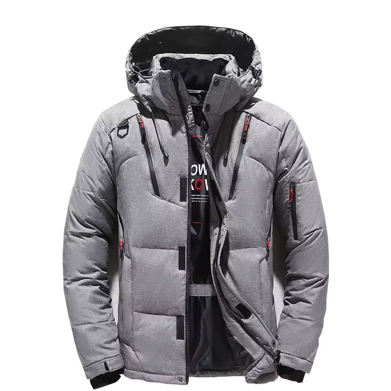 Imagen de: -Chaqueta de plumón de 20 grados, Parkas de invierno para hombre, chaqueta de plumón de pato blanco con capucha para exteriores, abrigo de nieve acolchado grueso y cálido, M-4XL de gran tamaño