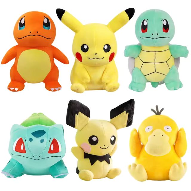 Imagen de la oferta: 2025Pokemon Stuff juguetes de peluche Kawaii Pikachu Pichu Charmander Squirtle Psyduck Anime muñecas suaves muñeca niños cumpleaños regalo de Navidad