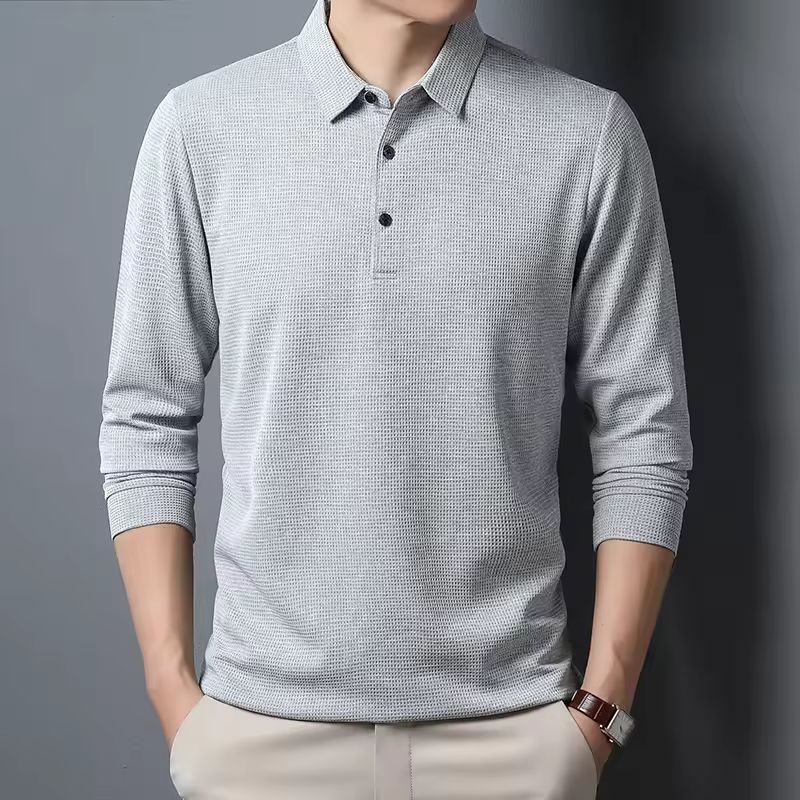 Imagen de: Polo informal de negocios para hombre, camiseta de manga larga, Top cómodo de verano