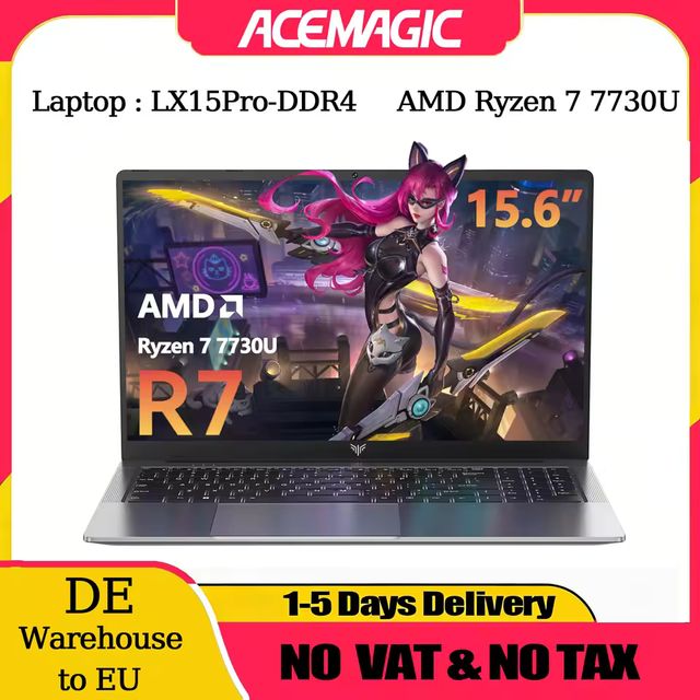 Imagen de la oferta: Ordenador portátil ACEMAGIC AMD Ryzen 7 7730U Windows portátil 15,6 pulgadas IPS 16GB DDR4 512GB NVMe SSD teclado numérico