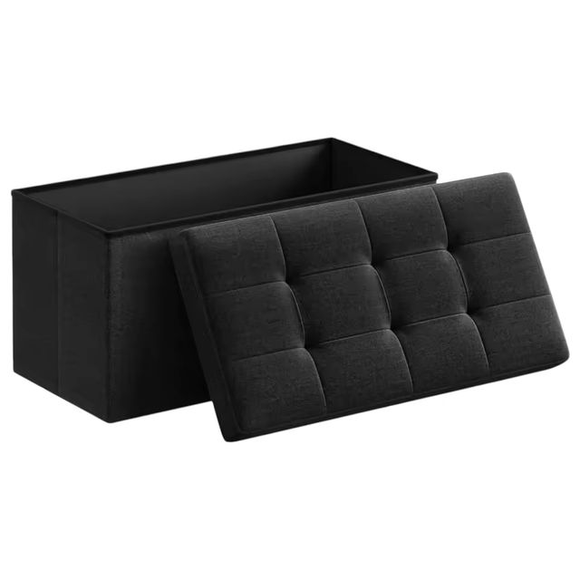 Imagen de la oferta: Puff Almacenaje, Baúl de Almacenaje Plegable, Taburete Reposapiés, Banco de Cubo, Soporta hasta 300 kg, para Sala de Estar, Dormitorio, Entrada .Baúl Puff Taburete de Almacenamiento otomano, Taburete de Lino, reposapiés para Asiento （cajon-001 2190 D7）