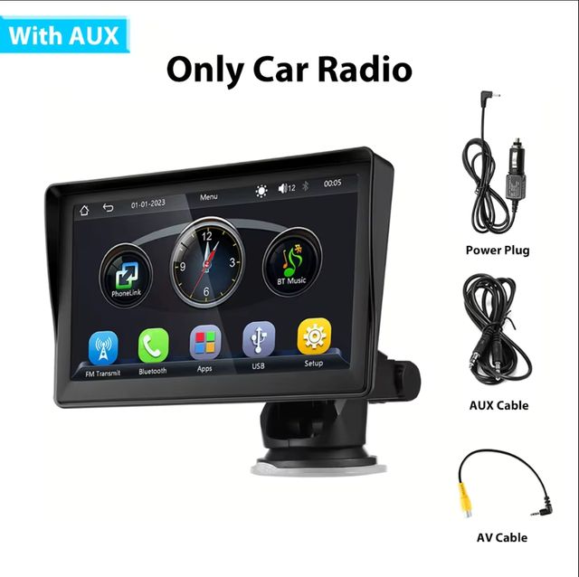 Imagen de la oferta: Radio de coche de 7 pulgadas, reproductor Multimedia estéreo portátil inalámbrico CarPlay Android Auto, pantalla táctil, navegación Bluetooth