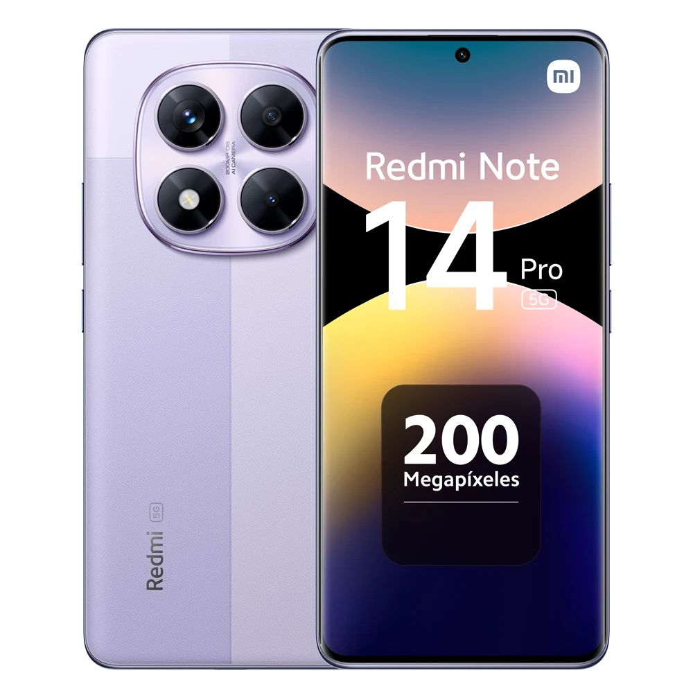Imagen de: Xiaomi Redmi Note 14 Pro 5G Smartphone NFC Pantalla AMOLED 6.67" Resolución 1.5K Procesador MediaTek Dimensity 7300-Ultra Ocho núcleos Cámara triple trasera 200 MP Cámara frontal 20 MP Batería 5110 mAh Carga rápida 45W