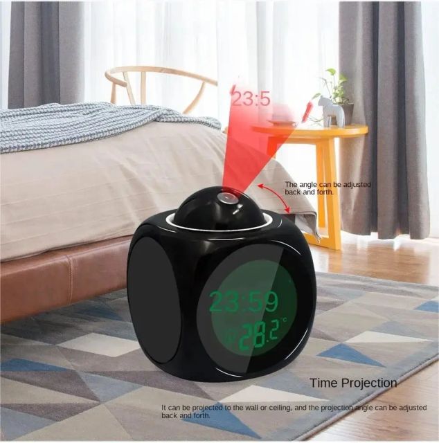 Imagen de la oferta: Reloj Despertador con Proyección, Pantalla de Techo, Función de Repetición, Reloj de Escritorio, Reloj Digital Multifunción con Voz, Pantalla de Temperatura, Nuevo