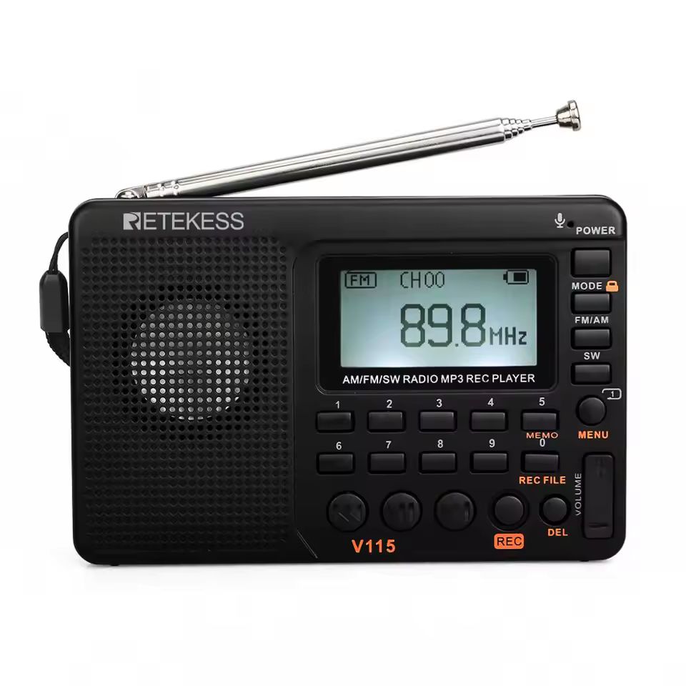 Imagen de: RETEKESS V115 Radio FM AM SW Radios portátiles Baterías de radio recargables Múltiples bandas Grabador USB Altavoz para personas mayores TX32 radio portátil pequeña