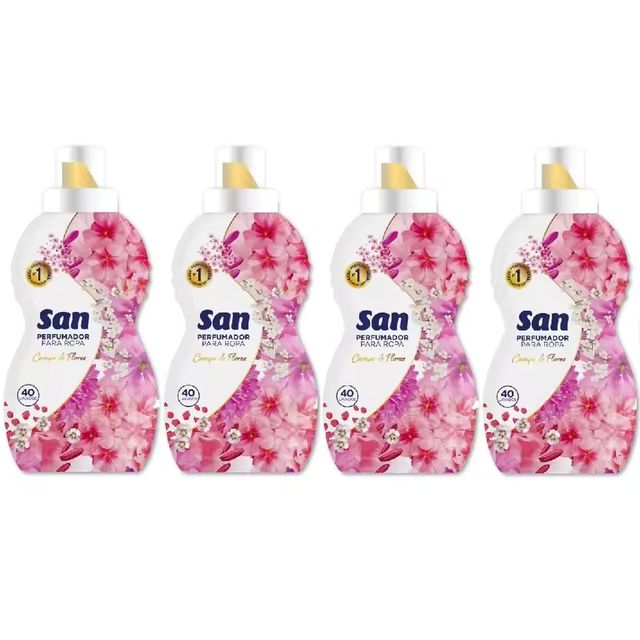Imagen de la oferta: SAN Perfumador para Lavadora Campo de Flores 40 Lavados 800ml (Pack de 4), Liquido Concentrado para Ropa, Fragancia Duradera Suave y Elegante, Olor Floral con Talco y toque de Almizcle