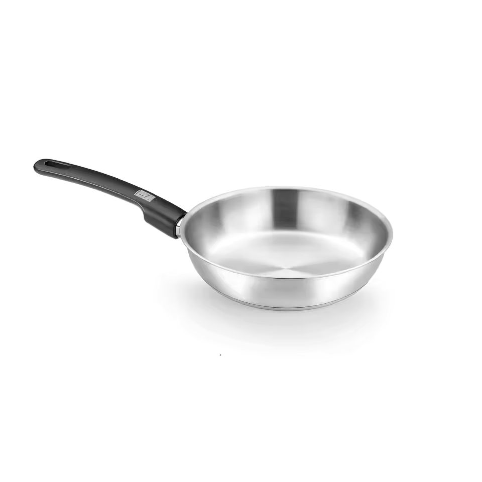 Imagen de: MONIX Elite - Sartén Acero Inoxidable 18/10, De 20 a 28 cm, Sin Antiadherente. Fondo Difusor Aluminio, Mango Baquelita, Apta Inducción