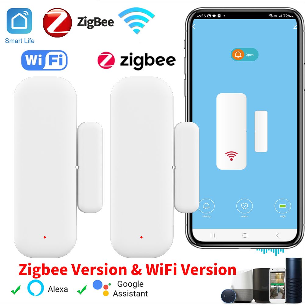 Imagen de: Tuya WiFi Zigbee Sensor de puerta Sensor de ventana Sensor de contacto para hogar inteligente aplicación remota Control para Yandex Alexa