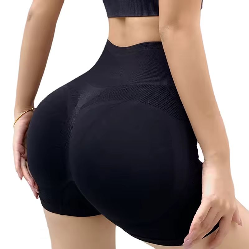 Imagen de: Pantalones cortos deportivos para mujer, novedad, ciclismo, trotar, Fitness, cintura alta, Push Up, pantalones cortos de gimnasio, mallas, ropa de Yoga para mujer