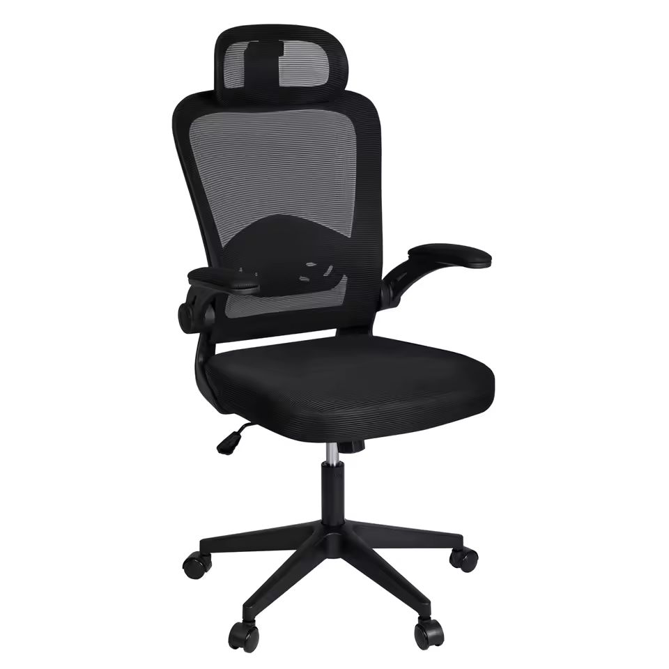 Imagen de: T-lovendo - Silla de Oficina Ergonómica y Giratoria con Ruedas - Modelo Ejecutiva - Malla Transpirable - Reposacabezas y Apoyabrazos Ajustables - Soporte Lumbar para Oficina y Casa
