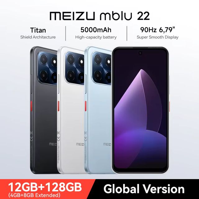 Imagen de la oferta: Teléfono Celular Inteligente Meizu Mblu 22 12GB(4+8)/128GB 4G Android 15 Flyme OS, Pantalla de 6.79 Pulgadas, Smartphone con Huella Dactilar y Reconocimiento Facial