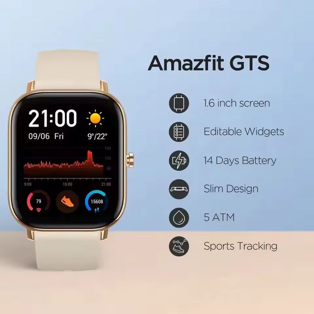 Imagen de la oferta: Reloj inteligente Amazfit GTS para hombres y mujeres, 5 ATM, resistente al agua, seguimiento deportivo, widgets modificables, máquina de restauración de Control de música