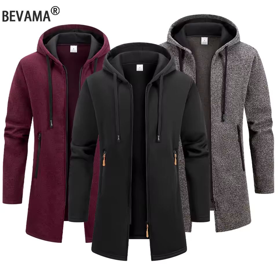 Imagen de: Nueva ropa de calle, sudaderas de manga larga para hombre, cremallera con capucha, chaqueta cálida de invierno de gran tamaño, abrigo, chándal para exteriores para hombre