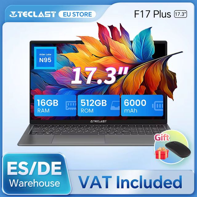 Imagen de la oferta: Teclast-ordenador portátil F17Plus de 17,3 pulgadas, Notebook con Windows 11, Intel N95, 16GB de RAM, 512GB de SSD, Teclado retroiluminado de 180 °, mini-hdmi