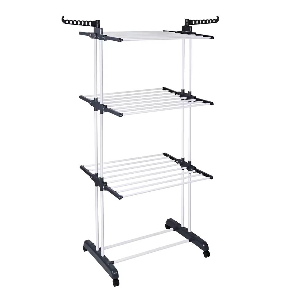 Imagen de: Tendedero Vertical Plegable T-Lovendo de 4 Niveles con Ruedas, Soporte de Almacenamiento para Ropa, 170x77x64 cm, Alta Capacidad hasta 26 kg