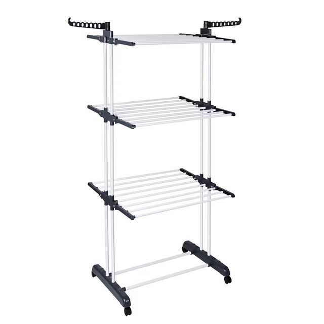Imagen de la oferta: Tendedero Vertical Plegable T-Lovendo de 4 Niveles con Ruedas, Soporte de Almacenamiento para Ropa, 170x77x64 cm, Alta Capacidad hasta 26 kg