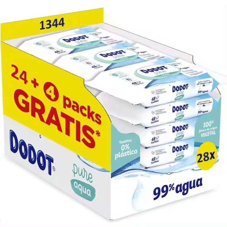Imagen de: Dodot Toallitas Pure Aqua Para Bebé, Ayuda a restaurar el pH natural de la piel, 99% agua, 1344 Toallitas (28 Paquetes de 48 Toallitas)