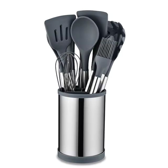 Imagen de la oferta: 12 Uds utensilios de cocina de silicona utensilios de cocina antiadherentes espátula de acero inoxidable Kit de cuchara herramientas de cocina para ollas y sartenes