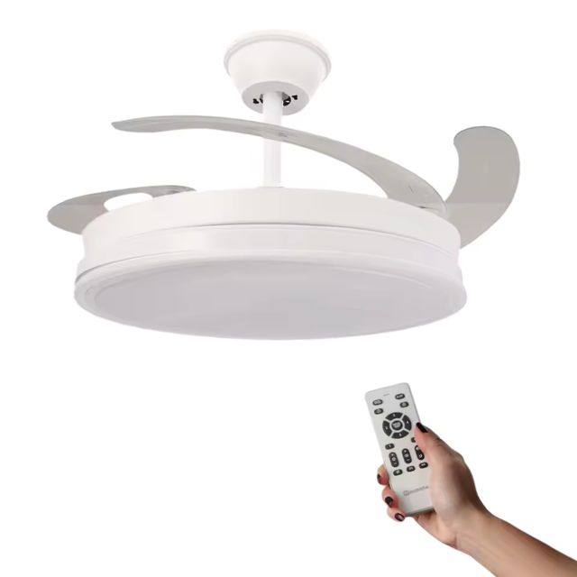 Imagen de la oferta: Ventilador de techo con luz LED 36W en 3 Temperaturas de Luz con Mando a Distancia -Motor DC Eficiente y Silencioso, 3 tonalidades, aspas desplegables retráctiles, 6 velocidades, control remoto, memoria, temporizador (ventilador-001 6990 D7)