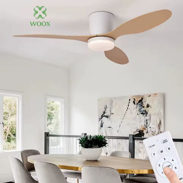 Imagen de la oferta: Ventilador de techo WOOX de madera con luz,control remoto,6 niveles de velocidad, 30W,luz LED brillante con atenuación continua