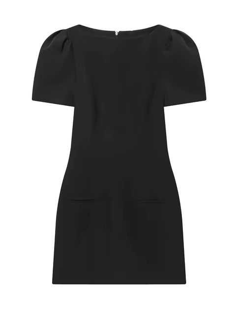 Imagen de la oferta: Los nuevos productos de mujer ETJ 2025 son elegantes y con estilo Vestido corto con cuello barco y mangas cortas con vestido negro plisado