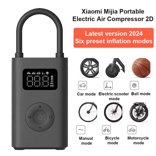 Imagen de la oferta: Xiaomi Mijia portátil Electric Compresor de aire 2/2D, bomba de aire 2, inflador inteligente de detección de presión de neumáticos digitales, adecuado para automóviles, fútbol, scooters, bicicletas