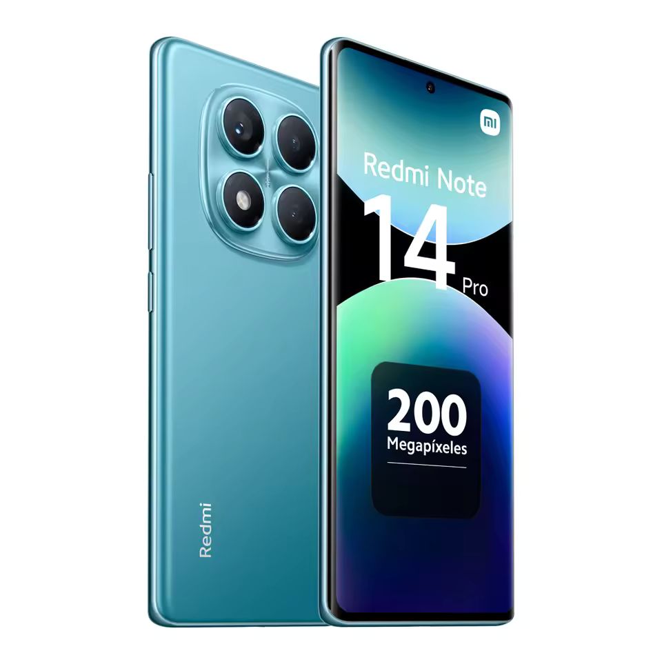 Imagen de: Xiaomi Redmi Note 14 Pro 4G Smartphone NFC Pantalla AMOLED 6.67" Resolución 2400 x 1080 Tasa actualización 120Hz Cámara trasera principal 200 MP OIS Cámara frontal 32 MP Procesador Helio G100-Ultra Batería 5500 mAh Carga turbo 45W Xiaomi HyperOS