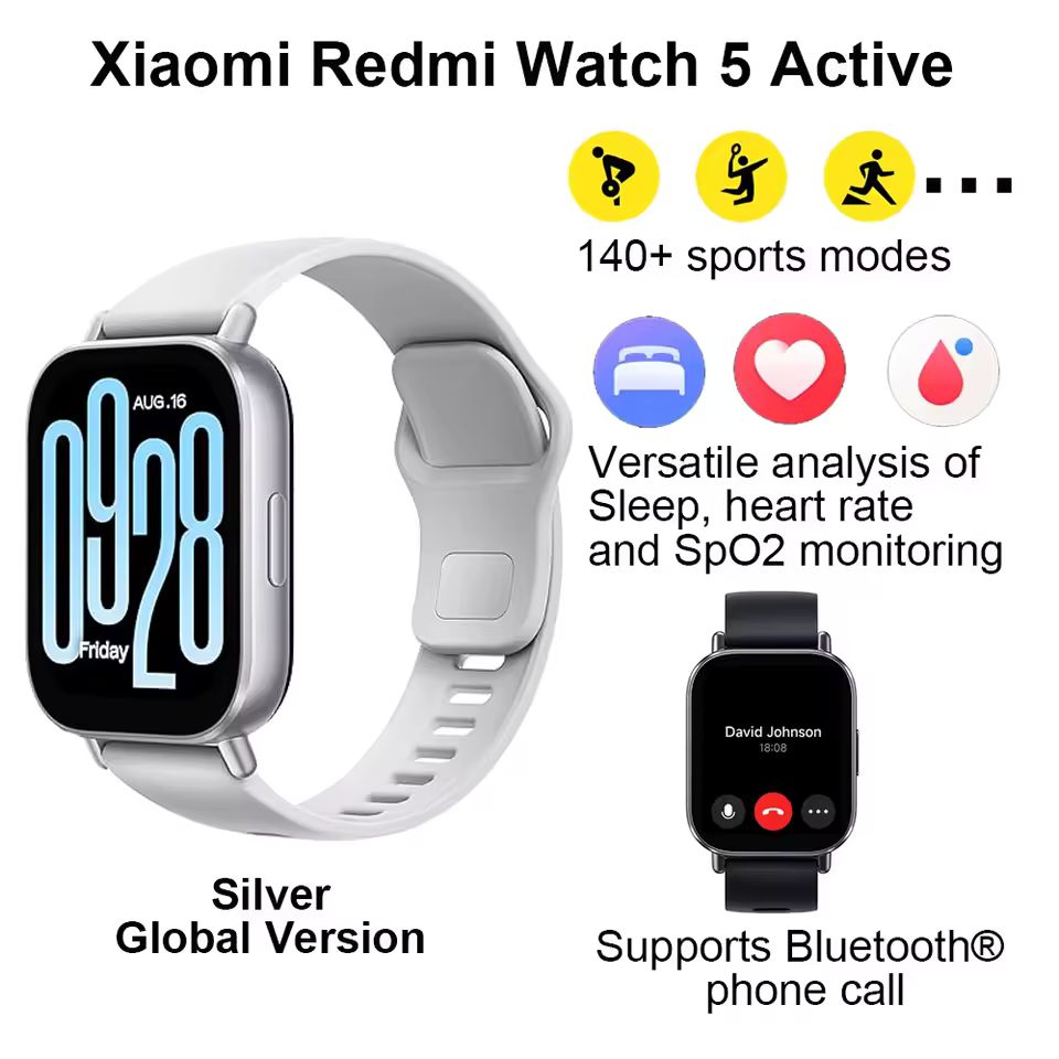 Imagen de: Xiaomi Redmi Watch 5 Active Smart Watch, llamada Bluetooth, pantalla LCD de 2", reloj inteligente con control del oxígeno en sangre y frecuencia cardíaca durante todo el día