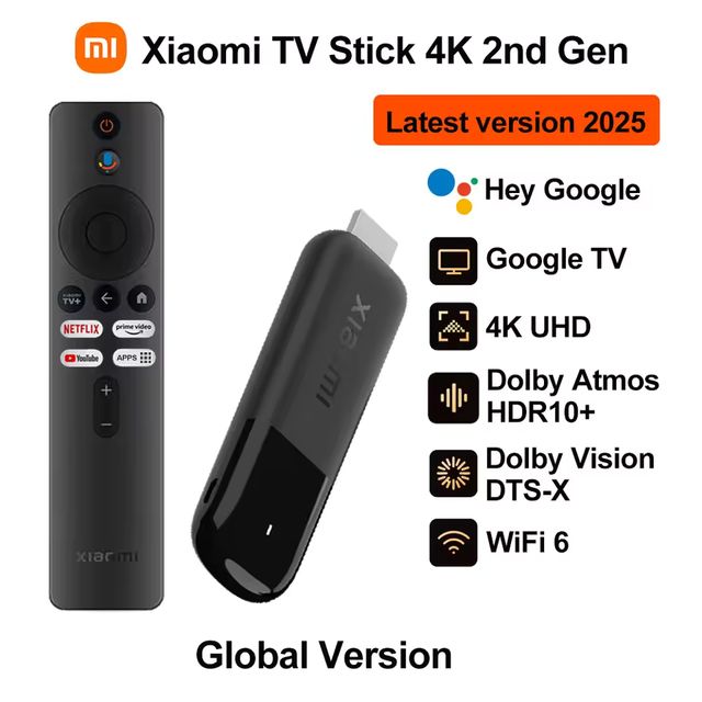 Imagen de la oferta: 2025 Xiaomi TV Stick 4K 2nd Gen, Google TV, WiFi 6 Medios de transmisión portátiles, Netflix Google Assistant, Smart TV Dongle BT5.2